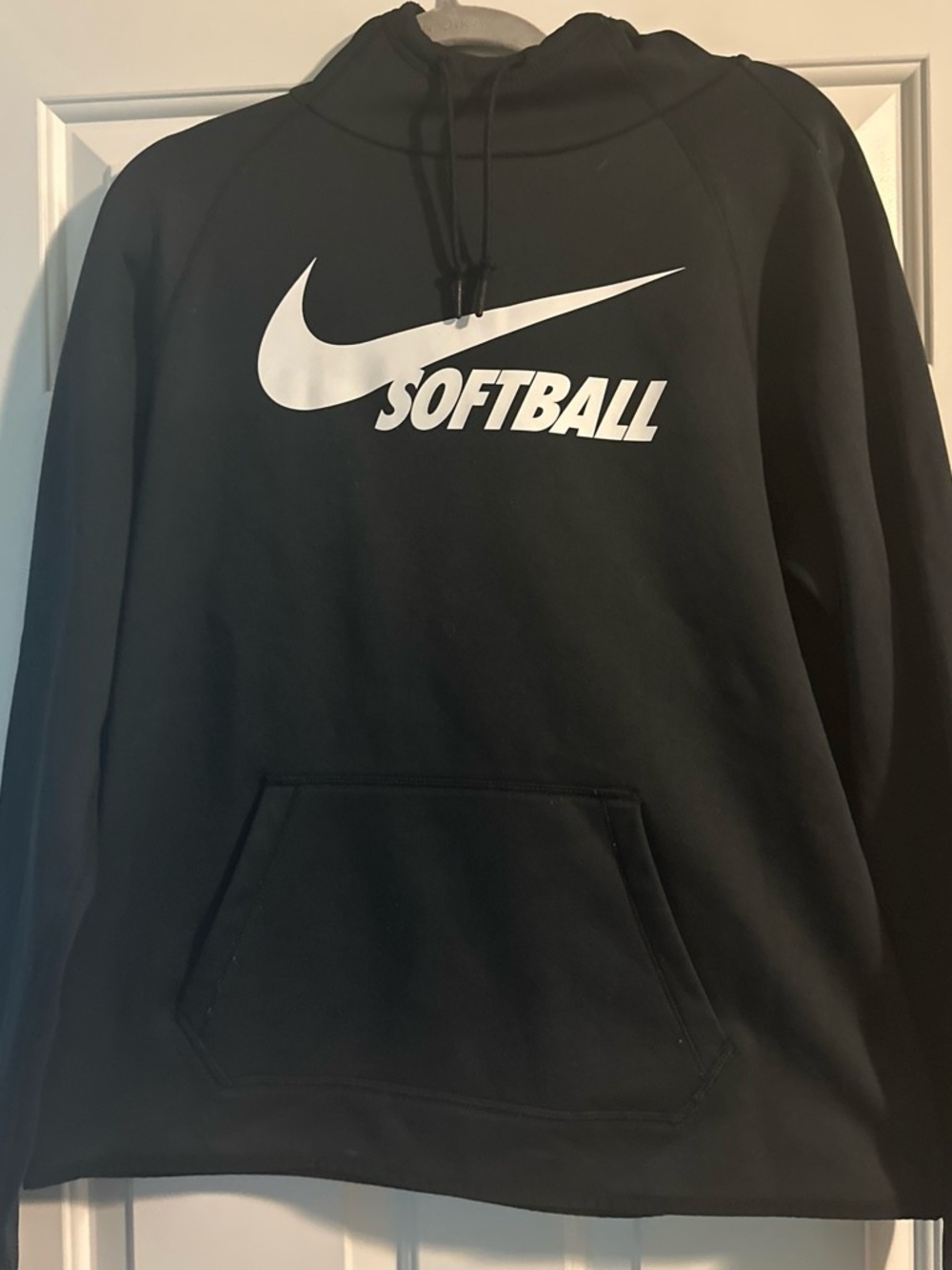 Nike Black Crewneck Hoodie with White Swoosh & SOFTBALL Graphic